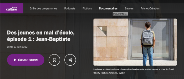 france culture, les pieds sur terre, phobie scolaire